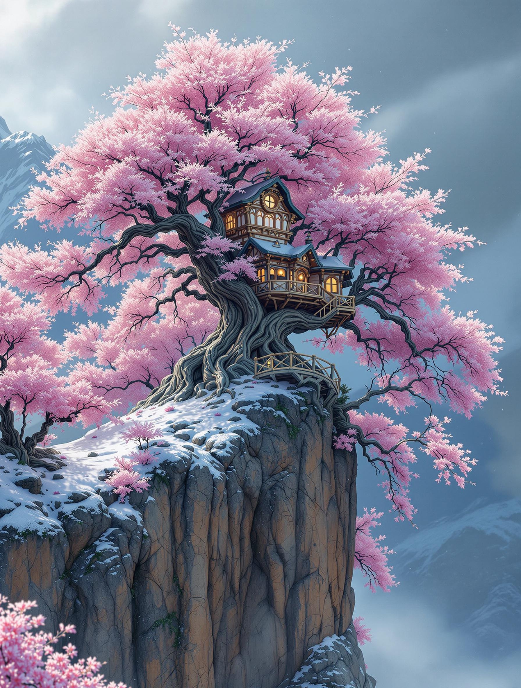 cherry blossom tree house