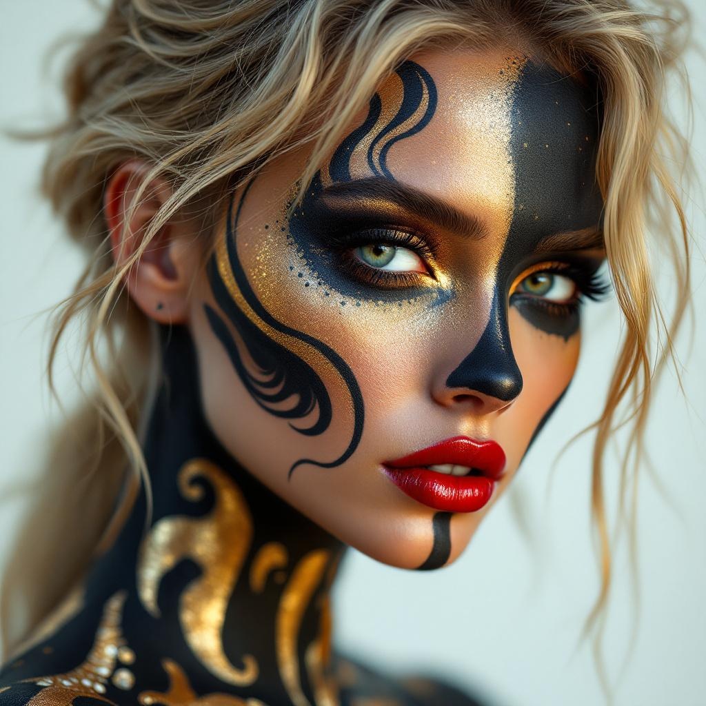 woman face tattooed